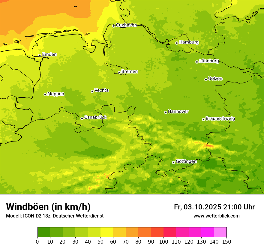 Modellkarten Windgeschwindigkeit