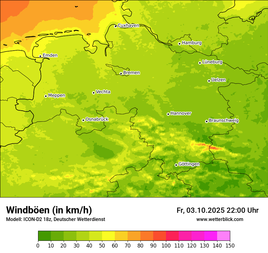 Modellkarten Windgeschwindigkeit