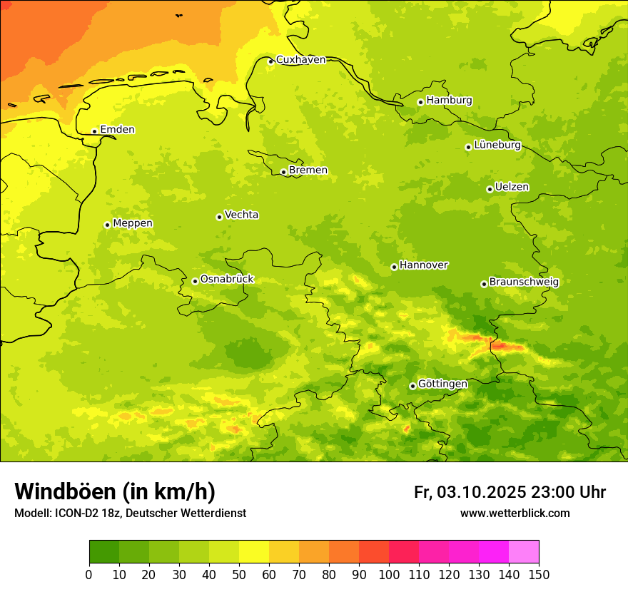 Modellkarten Windgeschwindigkeit