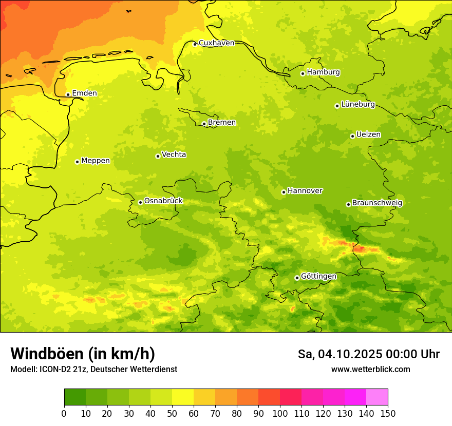 Modellkarten Windgeschwindigkeit