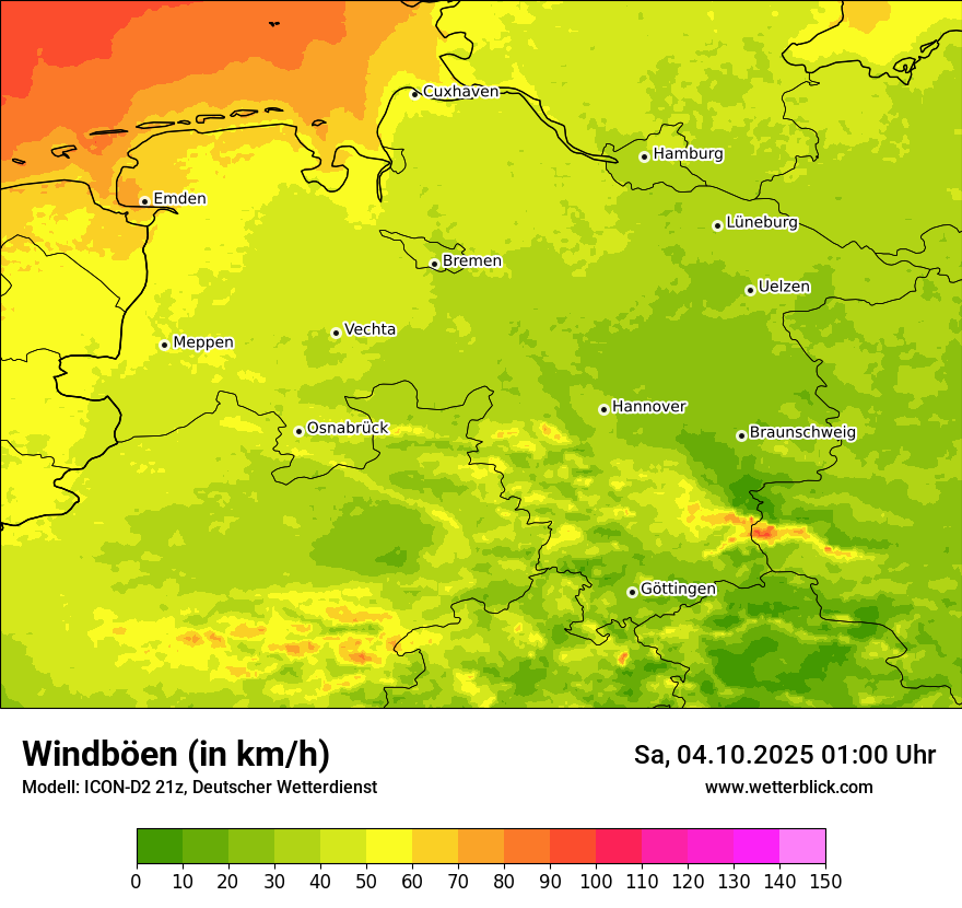 Modellkarten Windgeschwindigkeit