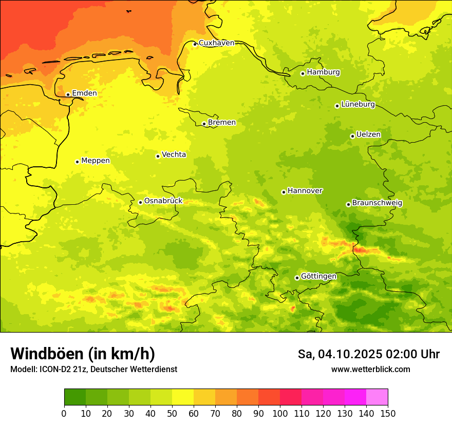 Modellkarten Windgeschwindigkeit
