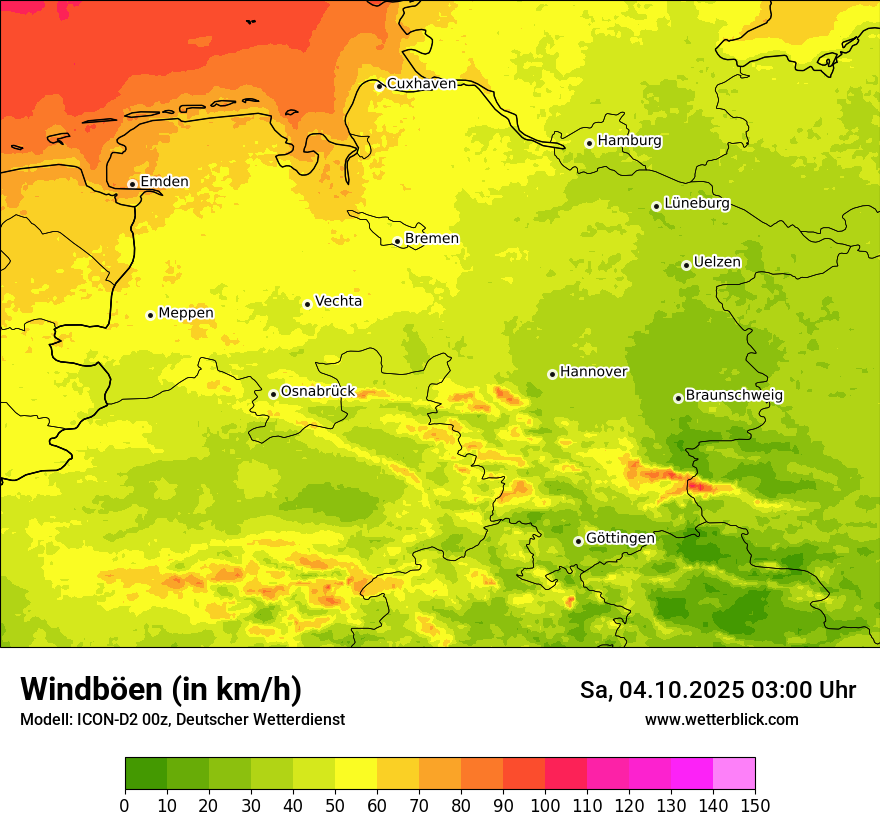 Modellkarten Windgeschwindigkeit