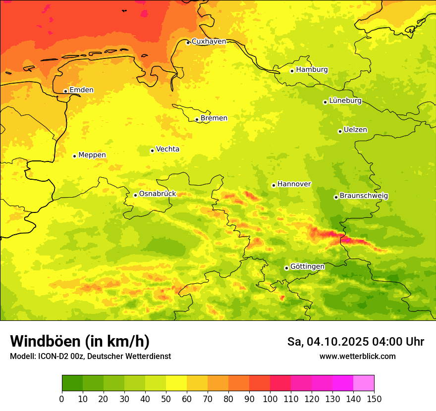 Modellkarten Windgeschwindigkeit