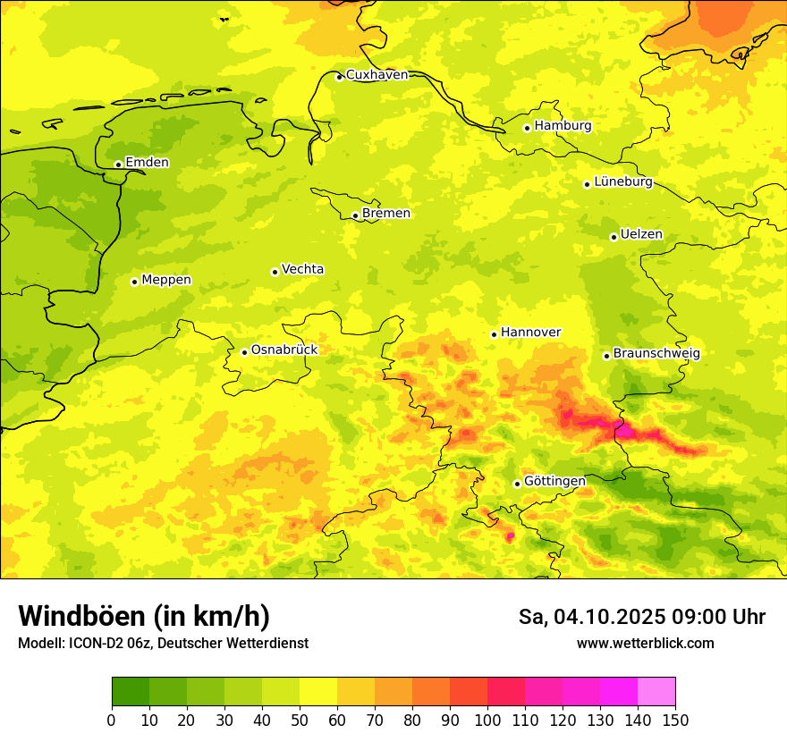 Modellkarten Windgeschwindigkeit