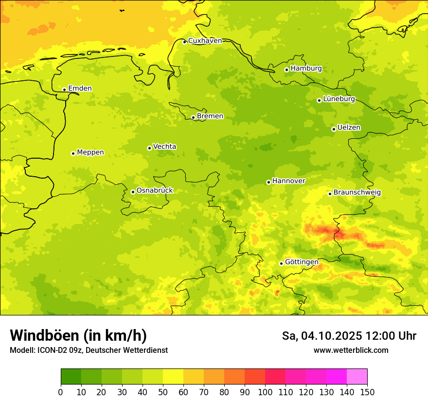Modellkarten Windgeschwindigkeit