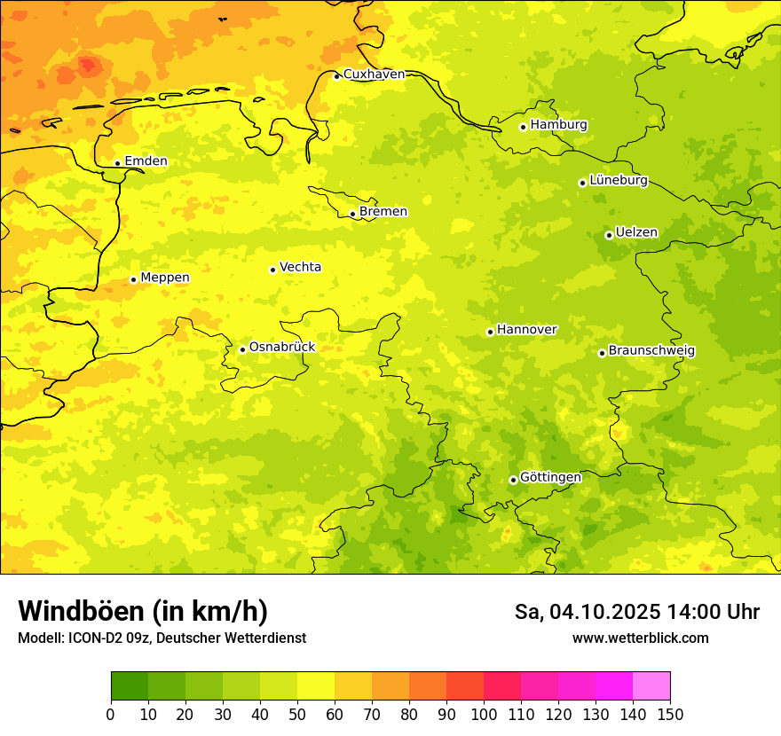 Modellkarten Windgeschwindigkeit