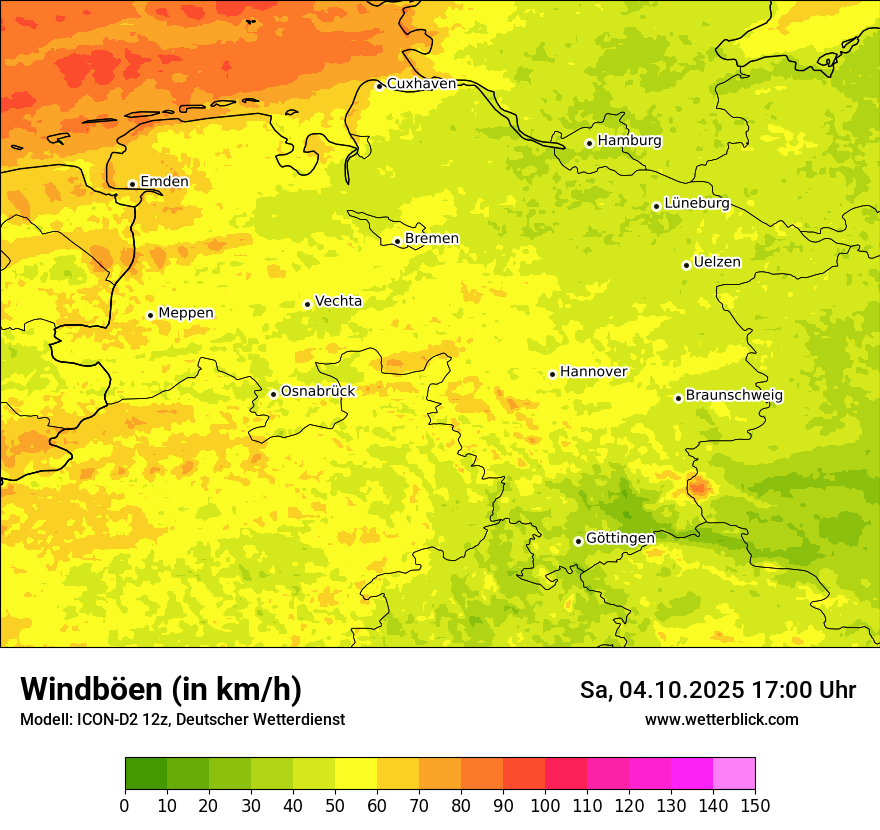 Modellkarten Windgeschwindigkeit
