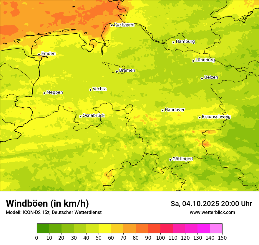 Modellkarten Windgeschwindigkeit