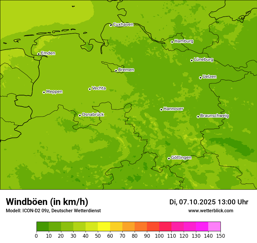 Modellkarten Windgeschwindigkeit