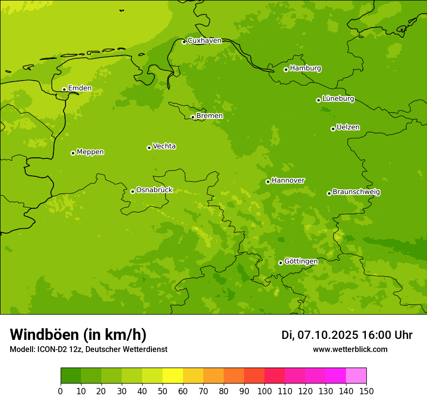Modellkarten Windgeschwindigkeit