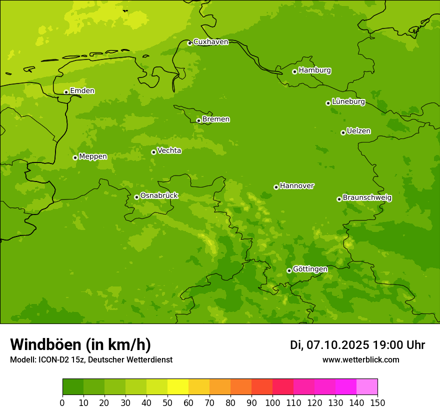 Modellkarten Windgeschwindigkeit