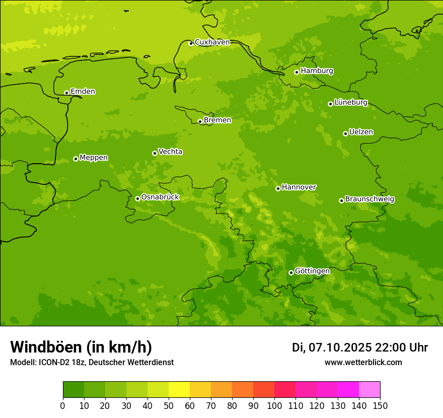Modellkarten Windgeschwindigkeit