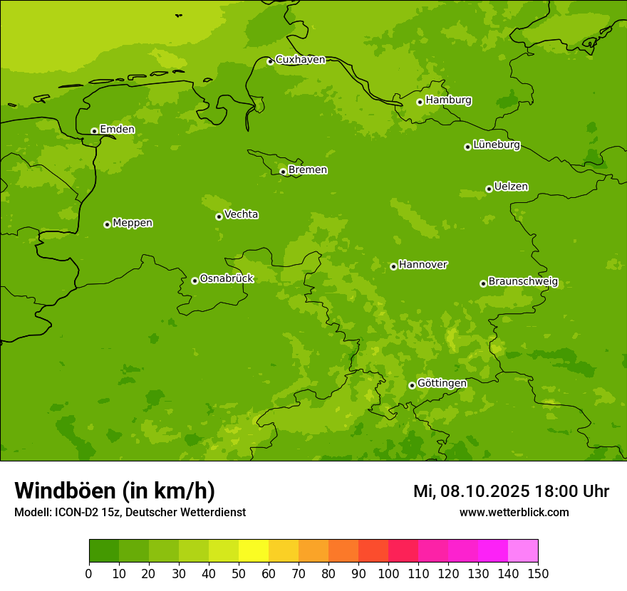 Modellkarten Windgeschwindigkeit