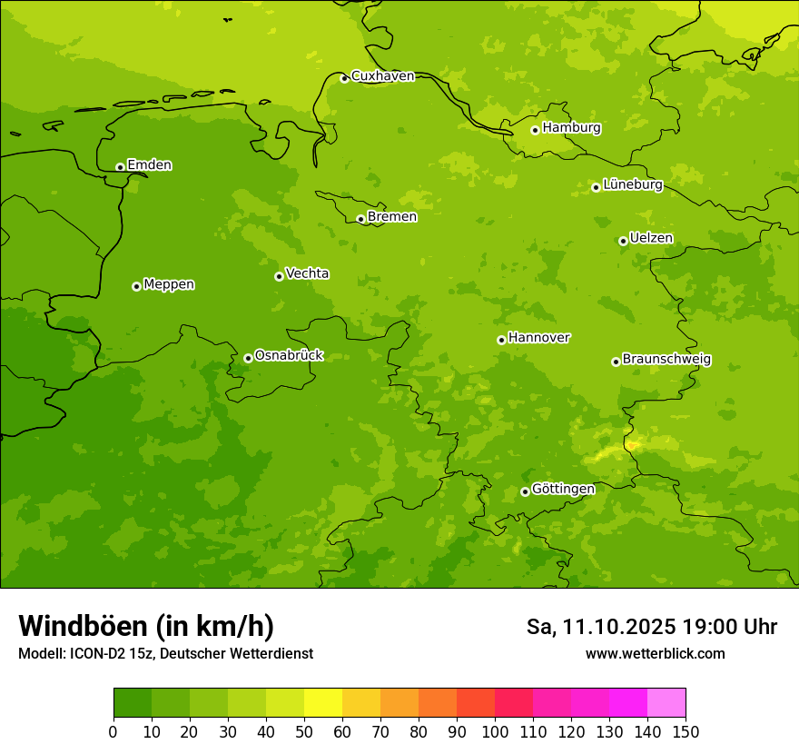 Modellkarten Windgeschwindigkeit