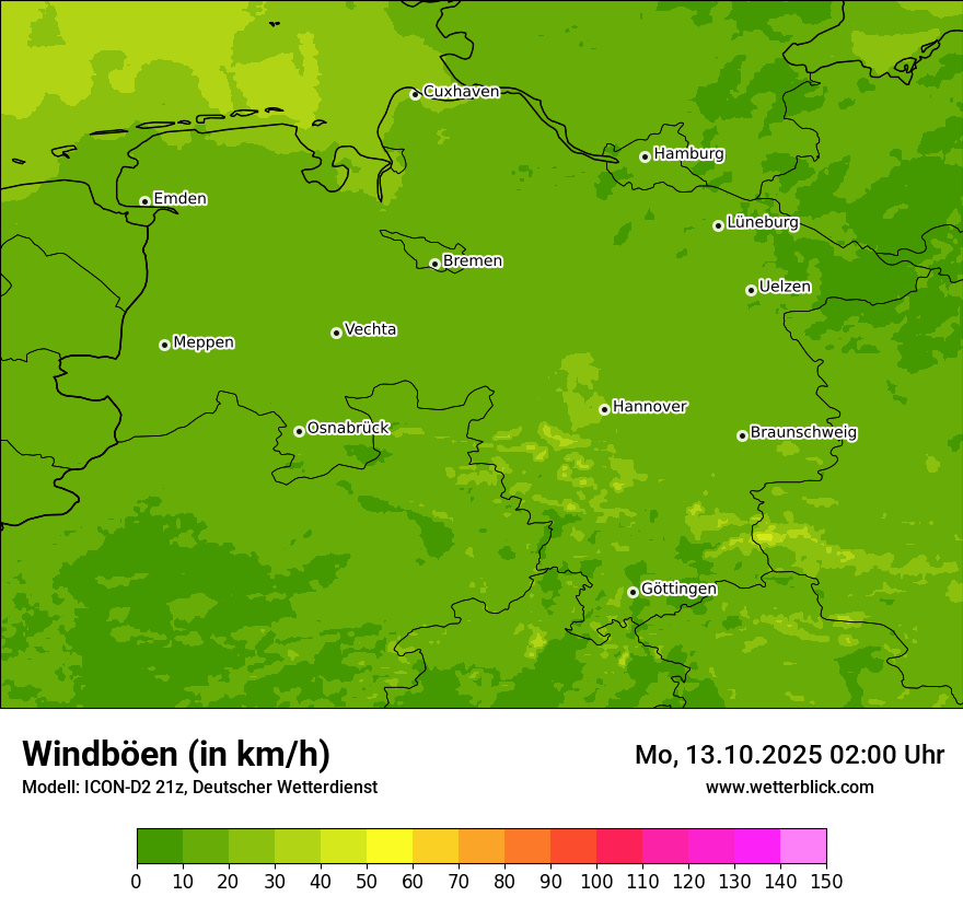 Modellkarten Windgeschwindigkeit