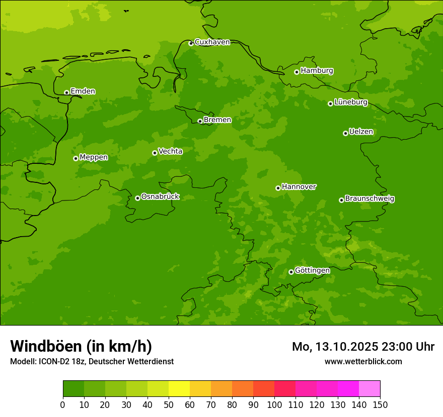 Modellkarten Windgeschwindigkeit