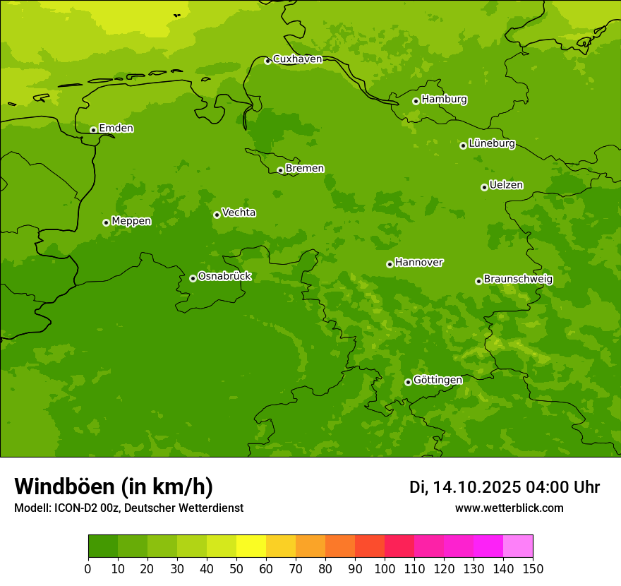 Modellkarten Windgeschwindigkeit