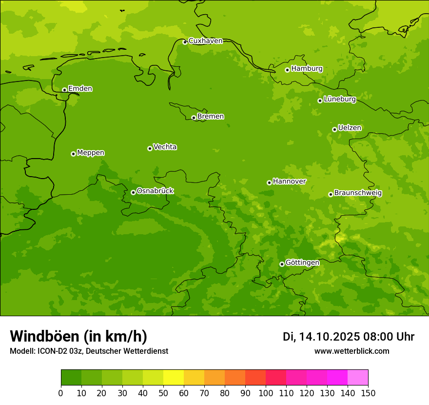 Modellkarten Windgeschwindigkeit