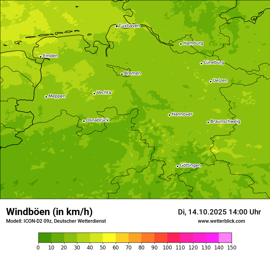 Modellkarten Windgeschwindigkeit
