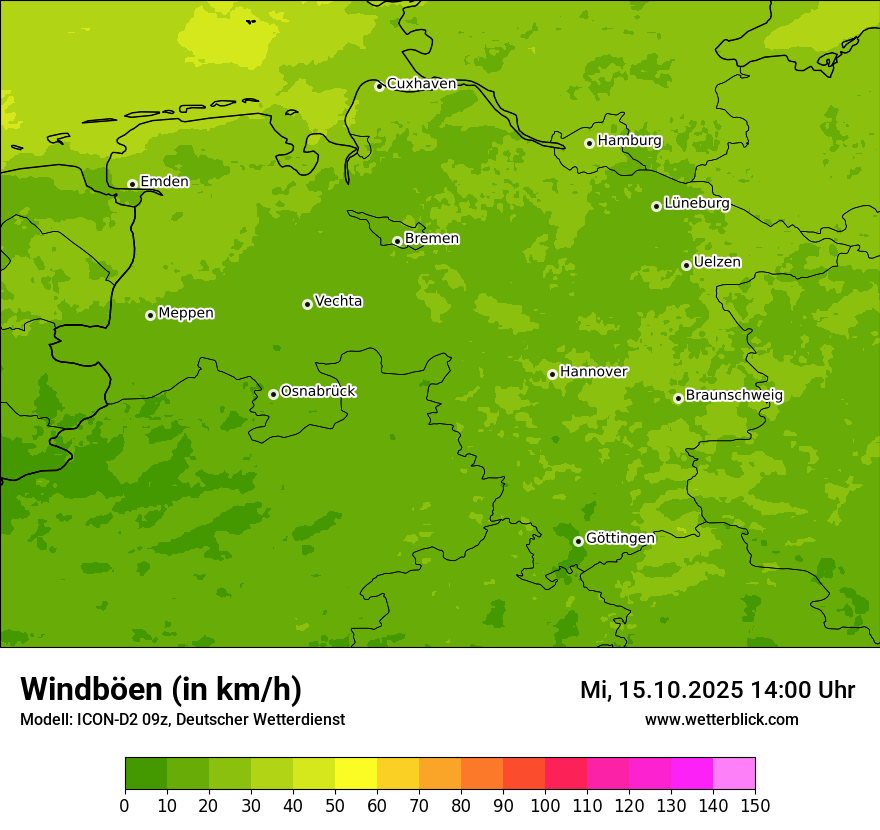 Modellkarten Windgeschwindigkeit