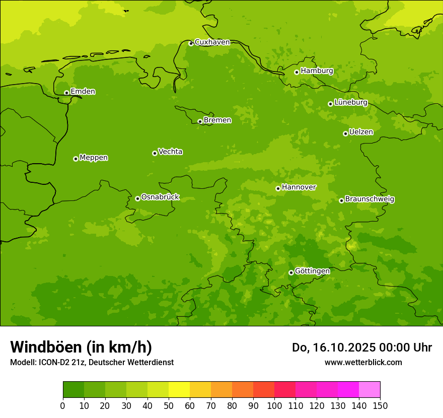 Modellkarten Windgeschwindigkeit