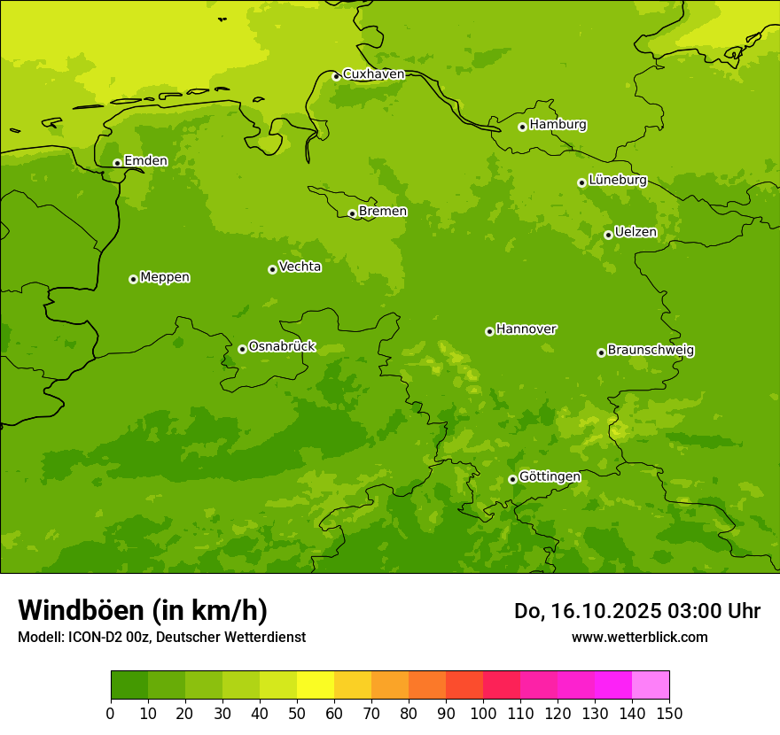 Modellkarten Windgeschwindigkeit