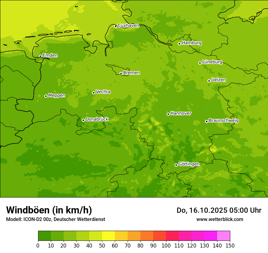Modellkarten Windgeschwindigkeit