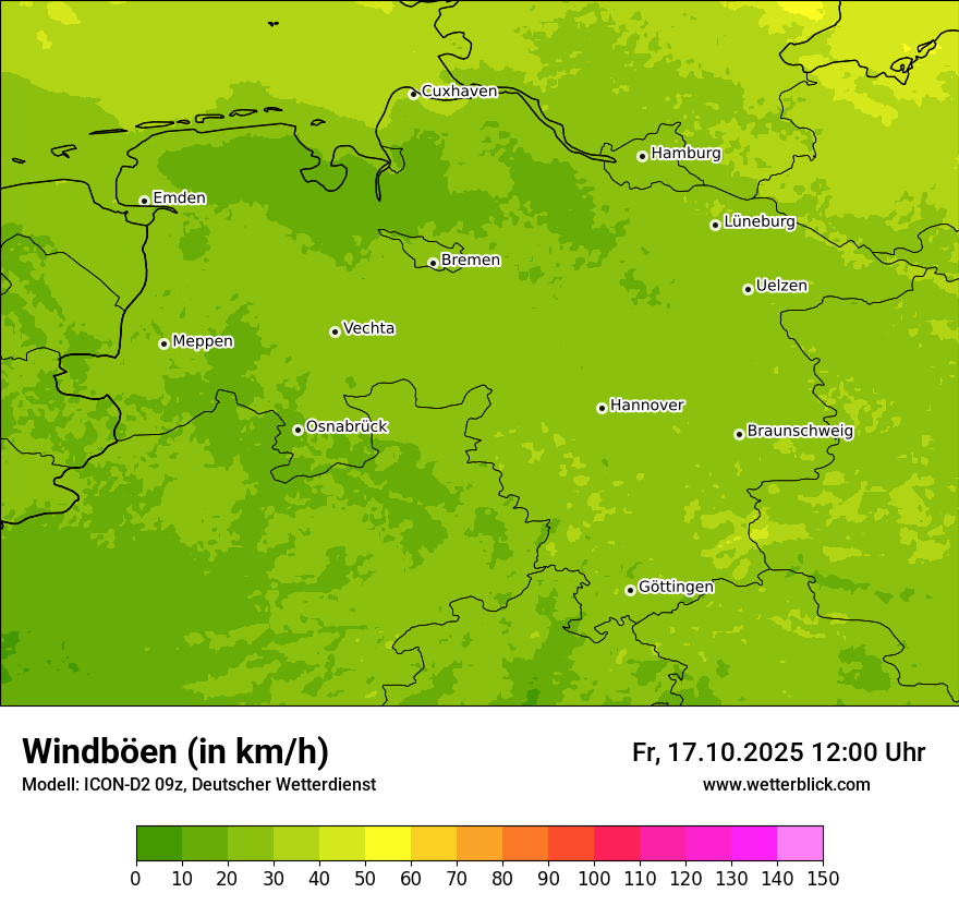 Modellkarten Windgeschwindigkeit