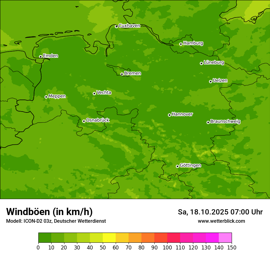 Modellkarten Windgeschwindigkeit