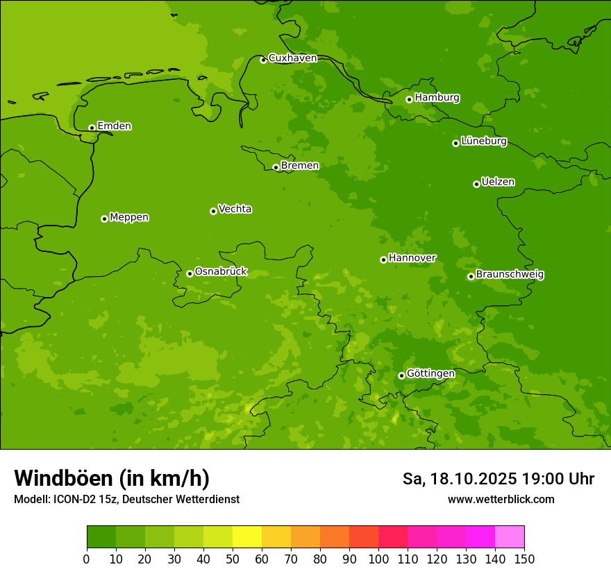 Modellkarten Windgeschwindigkeit