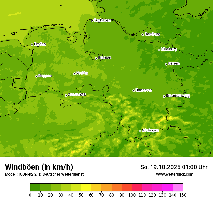 Modellkarten Windgeschwindigkeit