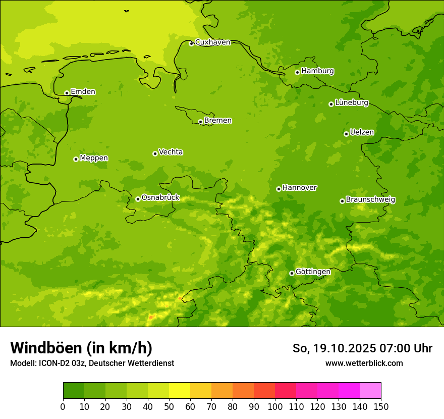 Modellkarten Windgeschwindigkeit