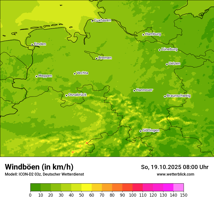 Modellkarten Windgeschwindigkeit
