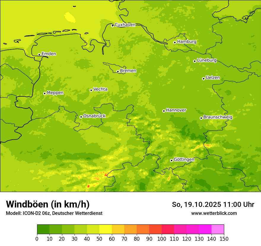 Modellkarten Windgeschwindigkeit