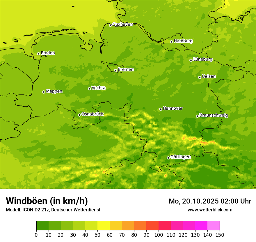 Modellkarten Windgeschwindigkeit