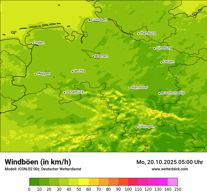 Modellkarten Windgeschwindigkeit