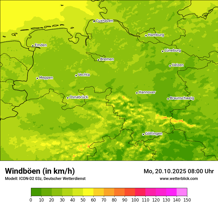 Modellkarten Windgeschwindigkeit