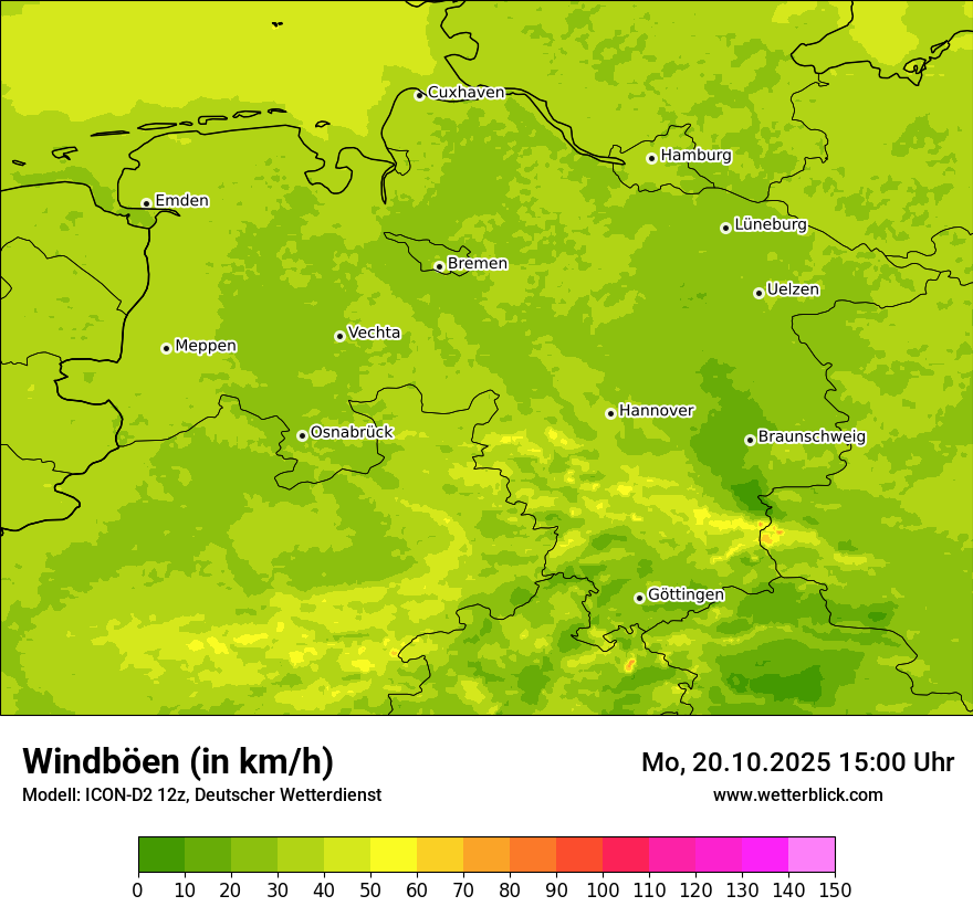 Modellkarten Windgeschwindigkeit
