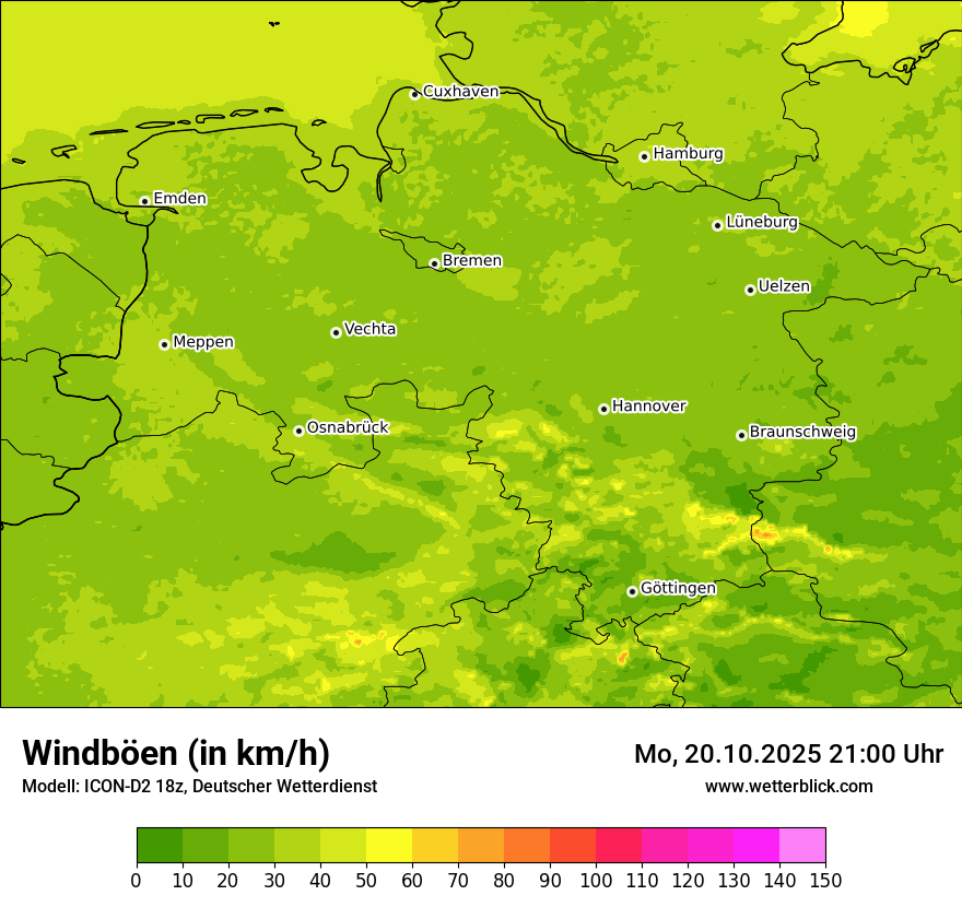 Modellkarten Windgeschwindigkeit