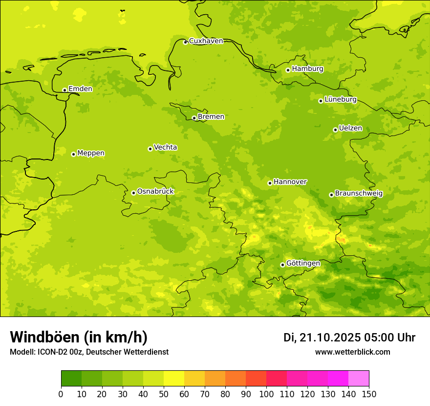 Modellkarten Windgeschwindigkeit