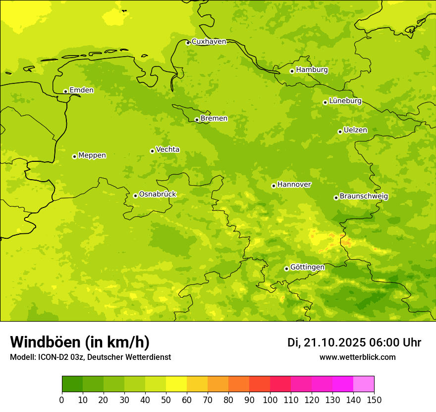 Modellkarten Windgeschwindigkeit