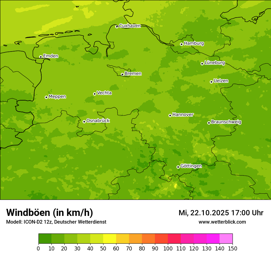 Modellkarten Windgeschwindigkeit