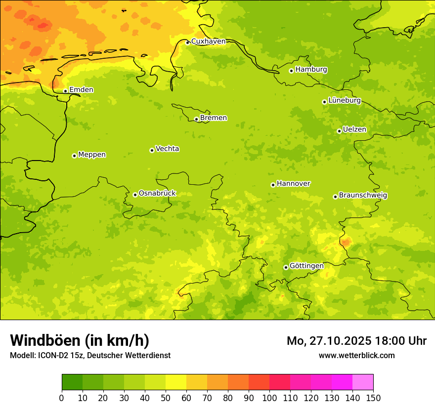 Modellkarten Windgeschwindigkeit
