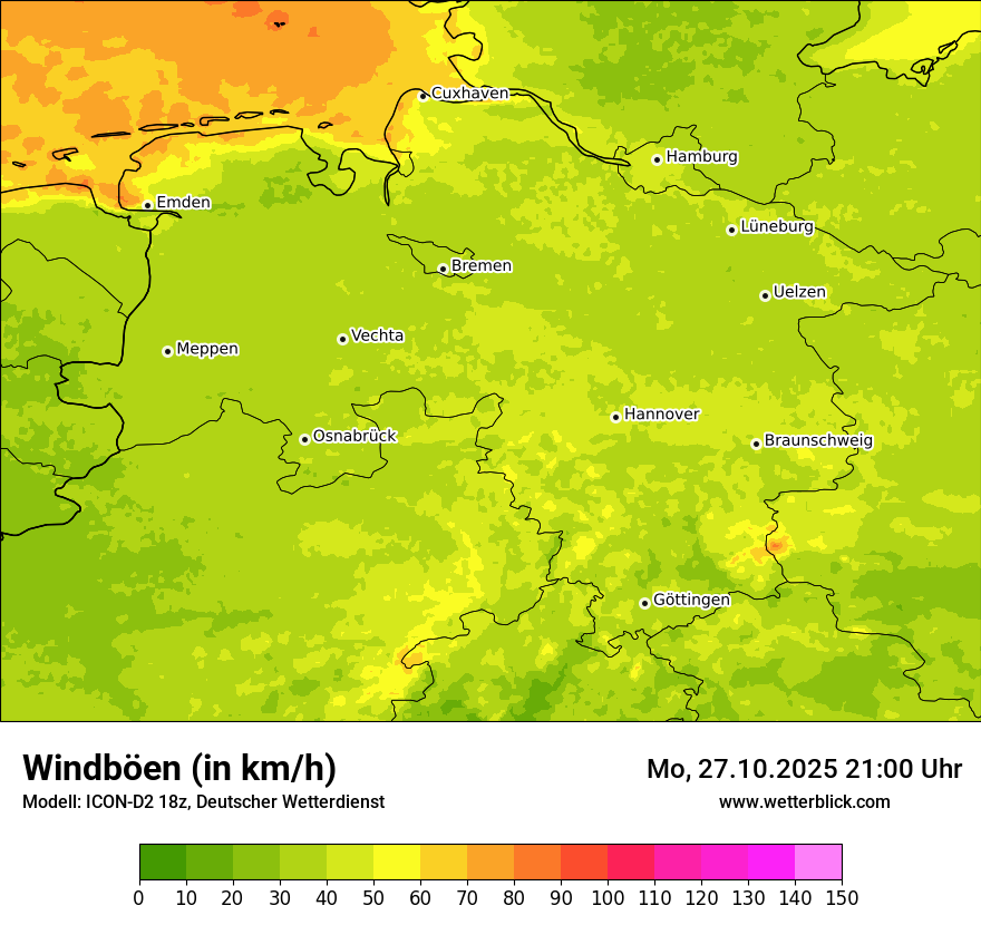 Modellkarten Windgeschwindigkeit