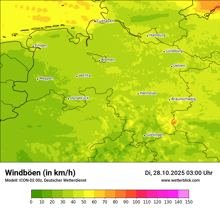 Modellkarten Windgeschwindigkeit