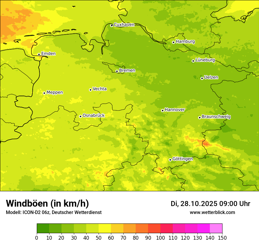 Modellkarten Windgeschwindigkeit