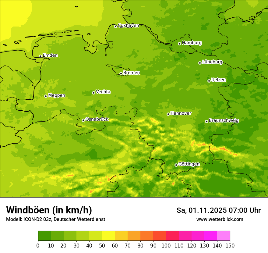 Modellkarten Windgeschwindigkeit
