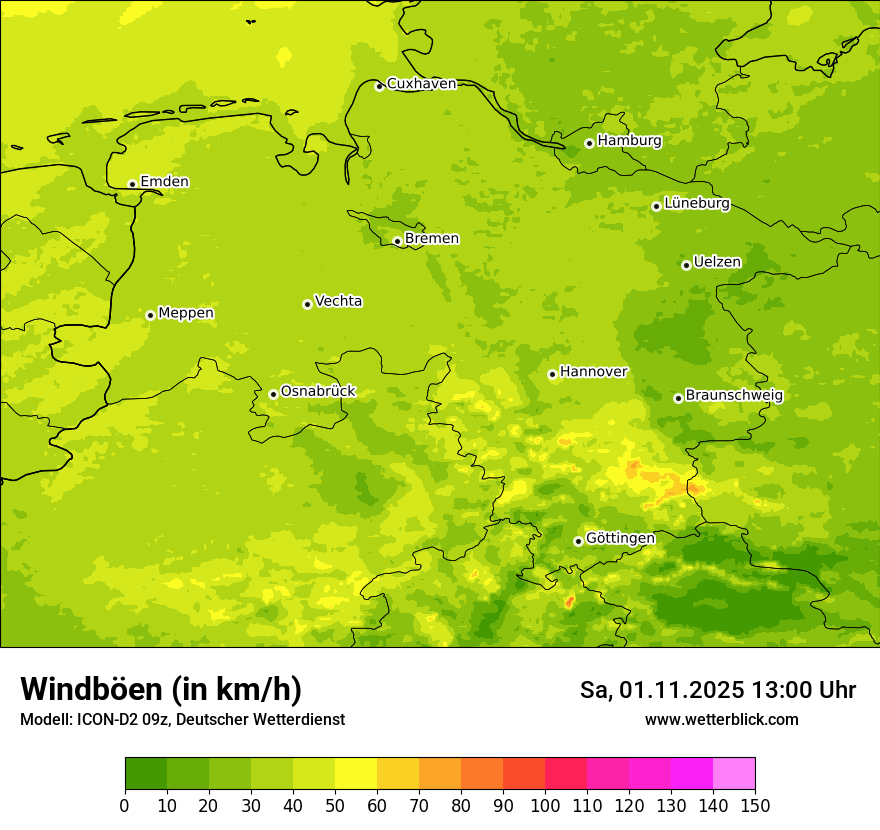 Modellkarten Windgeschwindigkeit