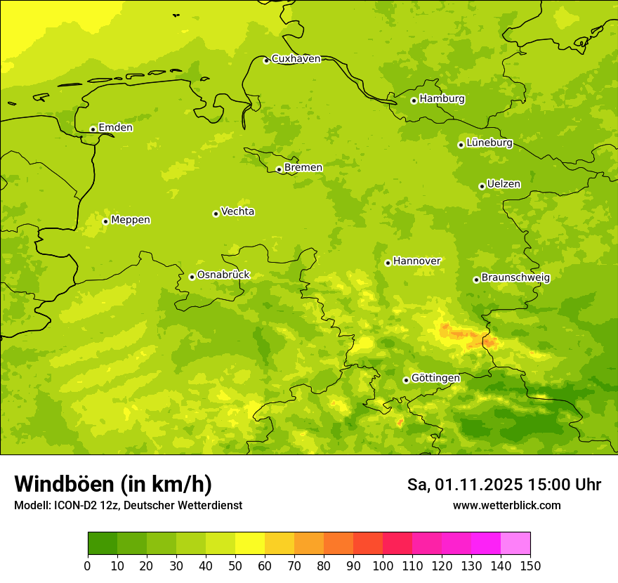 Modellkarten Windgeschwindigkeit